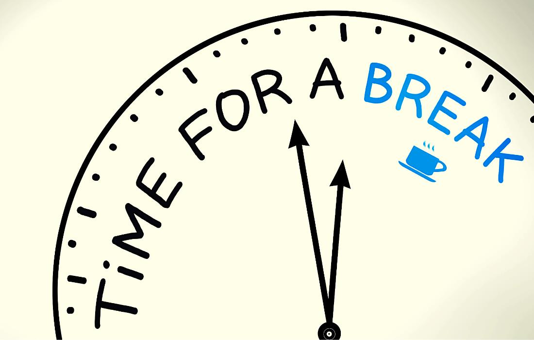 A clock that says it’s time to take a break and relax