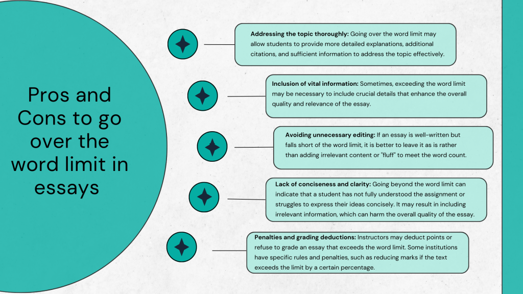 Infographic states pros & cons of going over the word limit